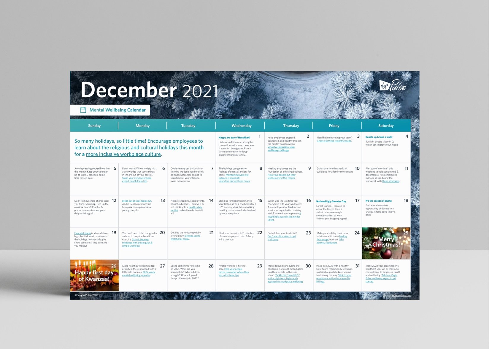 December Wellbeing Calendar Mockup