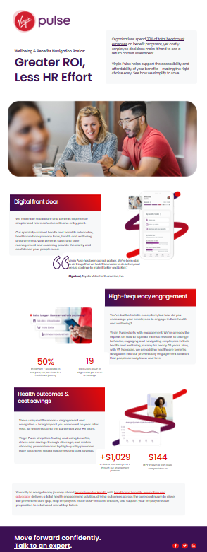 Wellbeing and Benefits Navigation - Greater ROI, Less HR Effort - Virgin Pulse