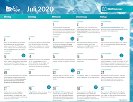 July Wellbeing Calendar 2020 - German