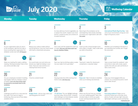 July Wellbeing Calendar 2020 - UK
