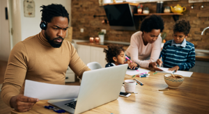 ES_Thumb-300x164-African-American-Black-Family-Work-From-Home-Children-Computer-Stressed